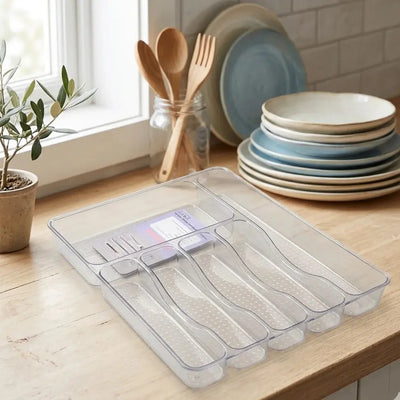 Acrylic Cutlery Organizer Drawer Tray Clear Kitchen Storage Scrollcart Qatar 