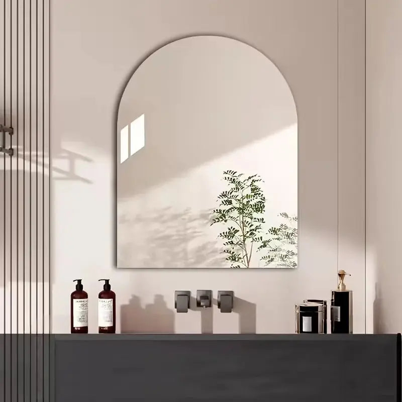 Acrylic Scratch-Resistant Self-Adhesive Arched Wall Mirror - Frameless Mirror Scrollcart Qatar  Scrollcart Qatar