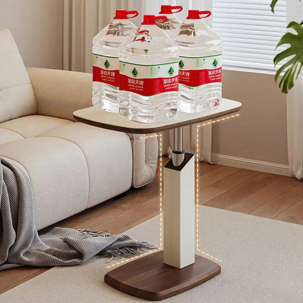Adjustable Rolling Side Table with Dual Panel Wooden Top | Mobile Laptop Desk Scrollcart Qatar 