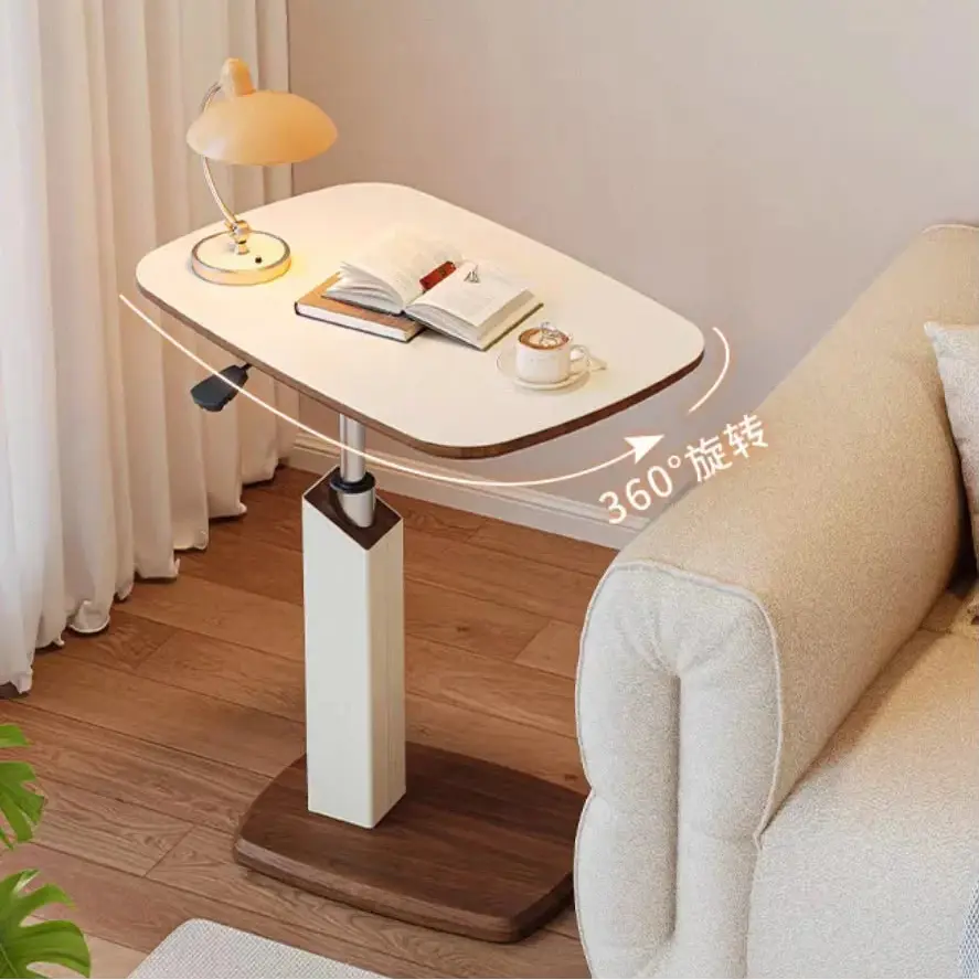 Adjustable Rolling Side Table with Dual Panel Wooden Top | Mobile Laptop Desk Scrollcart Qatar 