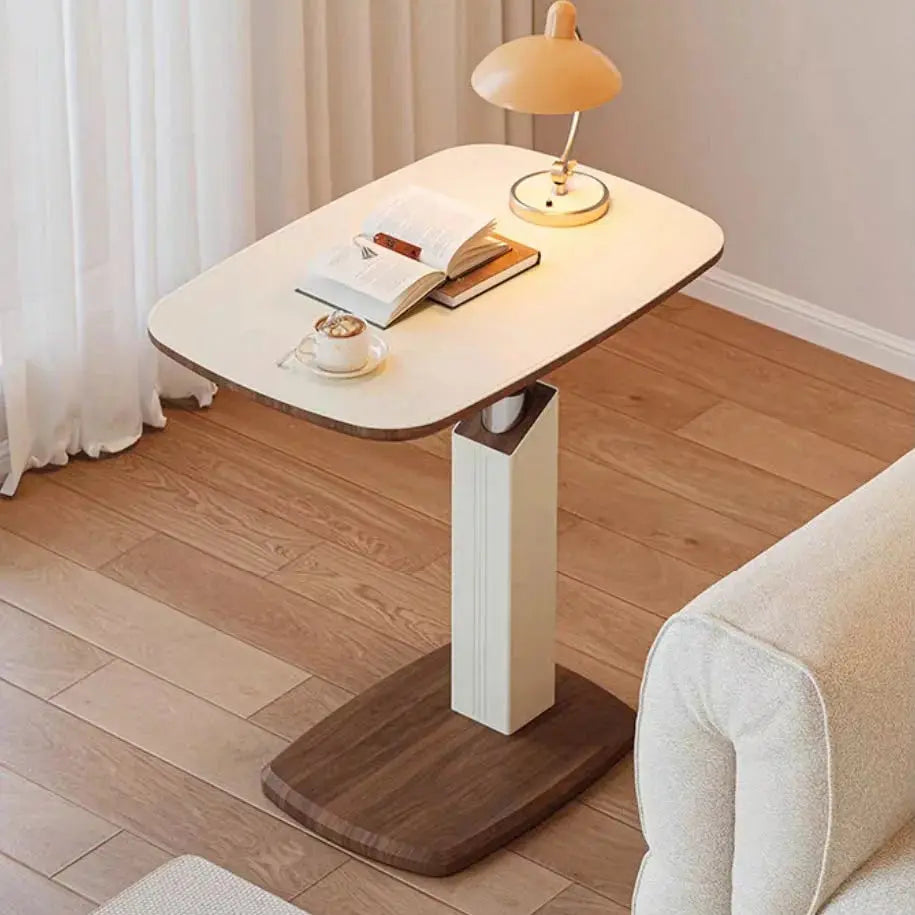 Adjustable Rolling Side Table with Dual Panel Wooden Top | Mobile Laptop Desk Scrollcart Qatar 