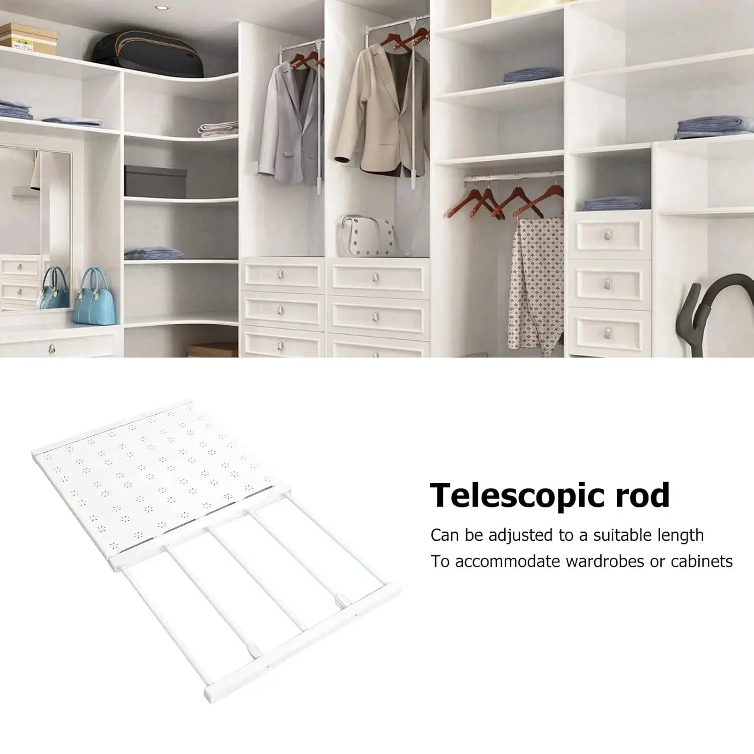 Adjustable Tension Shelf Divider for Kitchen, Bathroom, Closet Shelf Divider - Metal Storage Rack Scrollcart Qatar 