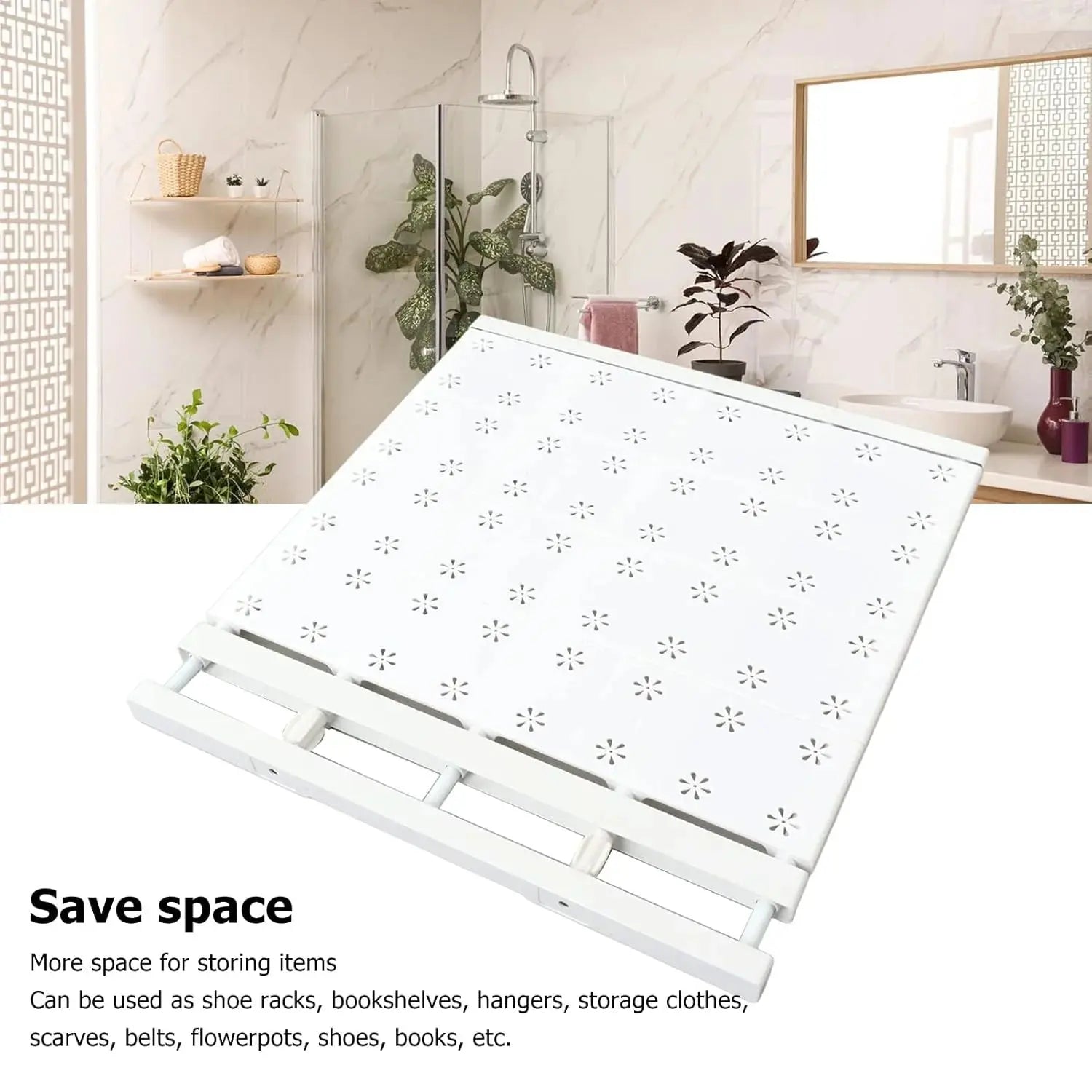 Adjustable Tension Shelf Divider for Kitchen, Bathroom, Closet Shelf Divider - Metal Storage Rack Scrollcart Qatar 