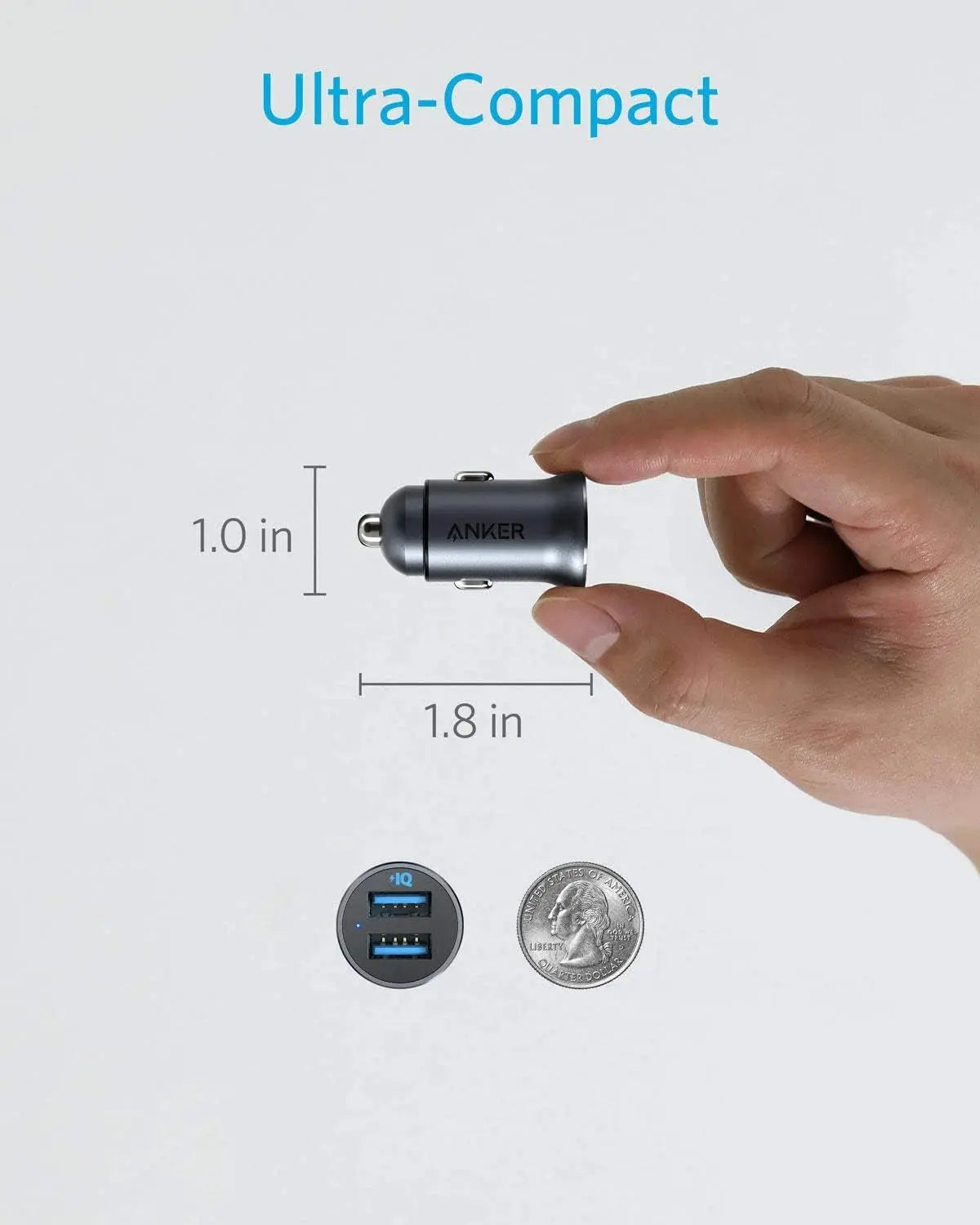 Anker 24W Mini Dual USB Car Charger – PowerDrive 2 Alloy Fast Car Adapter Anker 