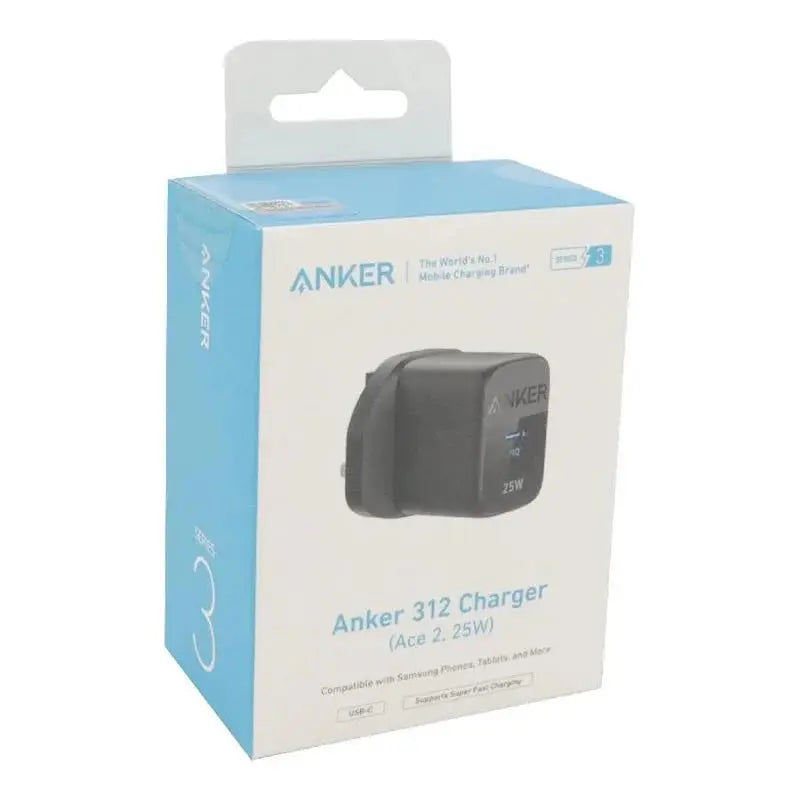 Anker 312 (25W) Ultra Compact USB-C Fast Charger – PowerIQ 3.0, Super Fast Charging 2.0, UK Plug – Black Anker 