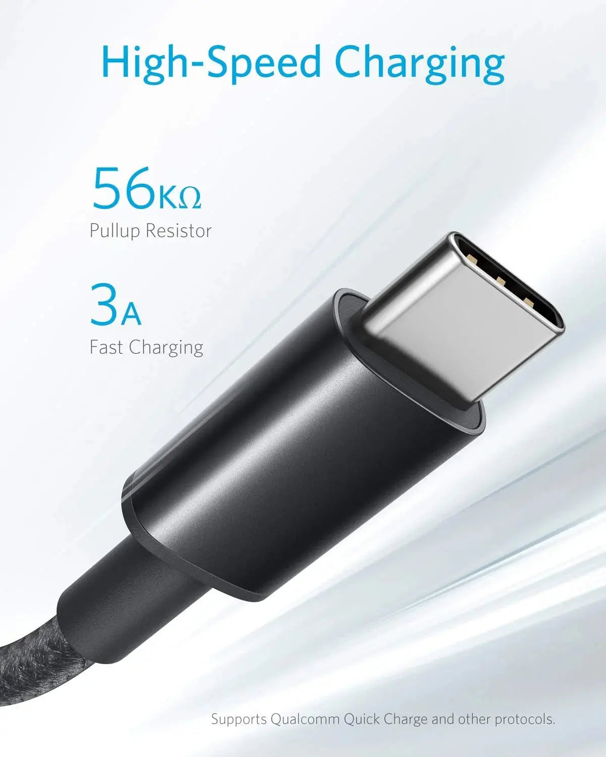 Anker 322 USB-A to USB-C Cable (6ft) – Braided, Fast Charging & Sync – A81H6H11 Black Anker 