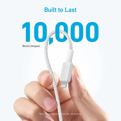Anker 322 USB-C to Lightning 3ft Braided Cable A81B5H21 – White | Fast Charging Cable Anker 