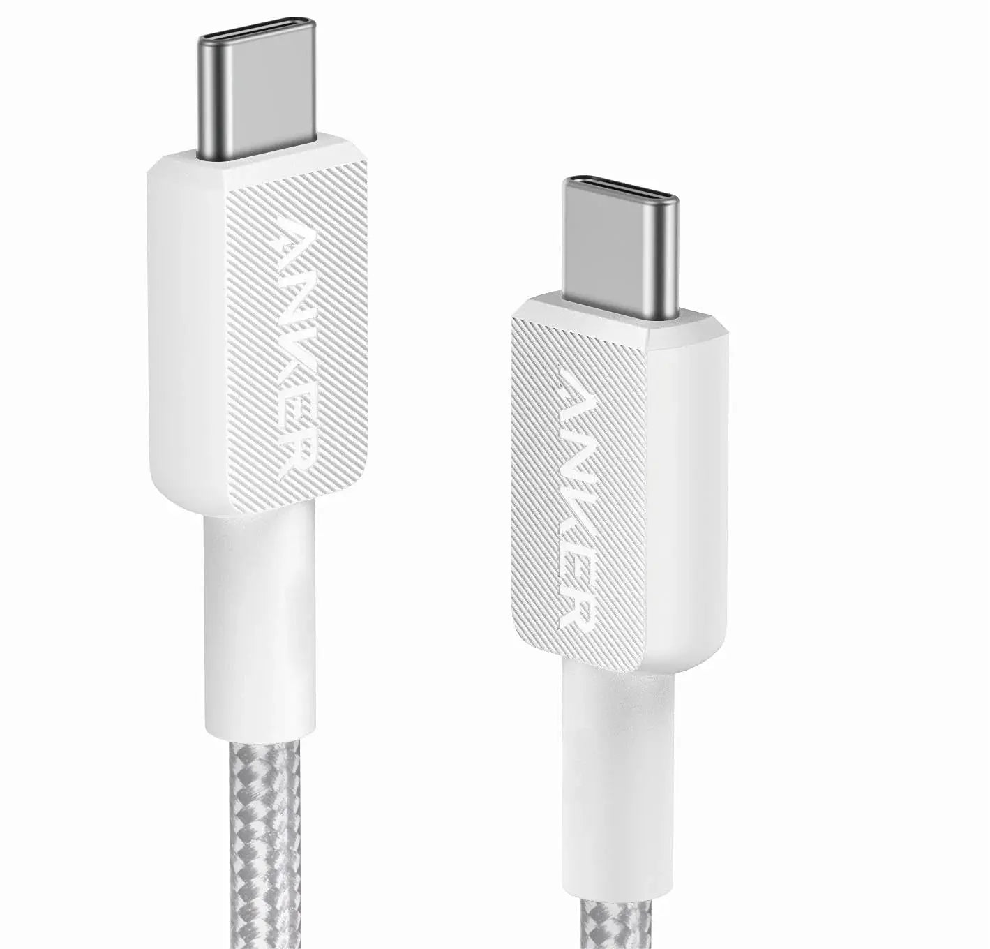 Anker 322 USB-C to USB-C Cable 3ft Braided – 60W Fast Charging (White) Anker 