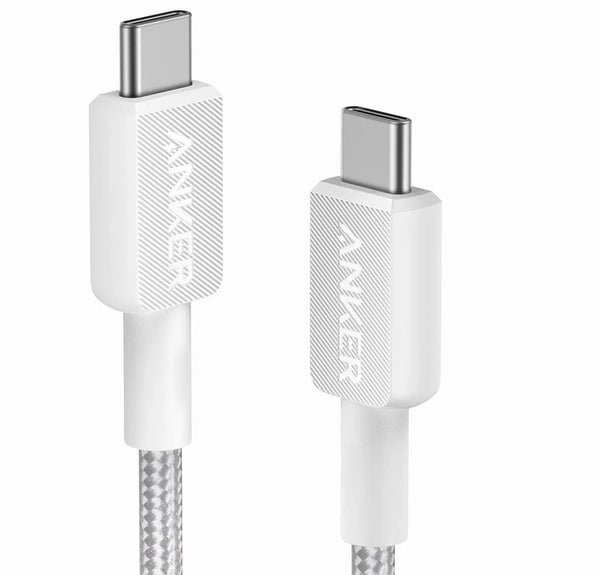 Anker 322 USB-C to USB-C Cable 3ft Braided – 60W Fast Charging (White) Anker 