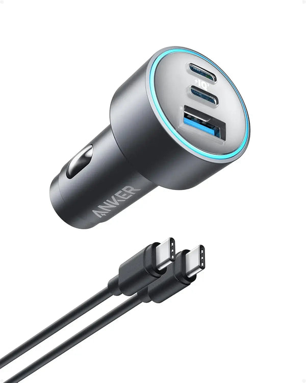 Anker 535 Car Charger 67W 3-Port with USB-C Cable A2731HA1 Grey — Fast Car Charger Doha Qatar