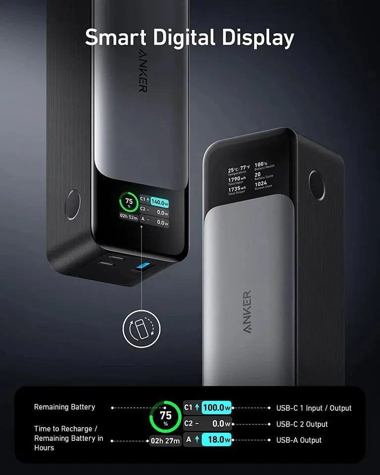 Anker 737 Power Bank (PowerCore 24K) – 140W Fast Charging, 24000mAh, Smart Digital Display Anker 