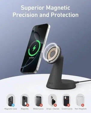 Anker MagGo 2-in-1 Qi2 Wireless Charger Dock Stand 15W Black in Doha Qatar