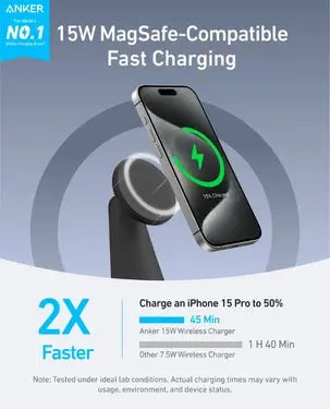 Anker MagGo 2-in-1 Qi2 Wireless Charger Dock Stand 15W Black in Doha Qatar