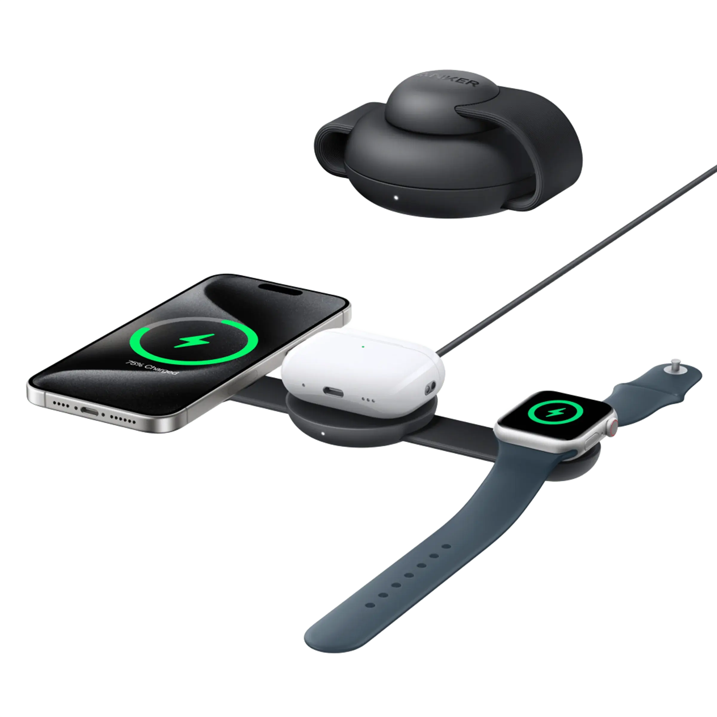 Anker MagGo 3-in-1 Foldable Wireless Charging Pad 15W Qi2 B25M8H11 Black – Doha Qatar