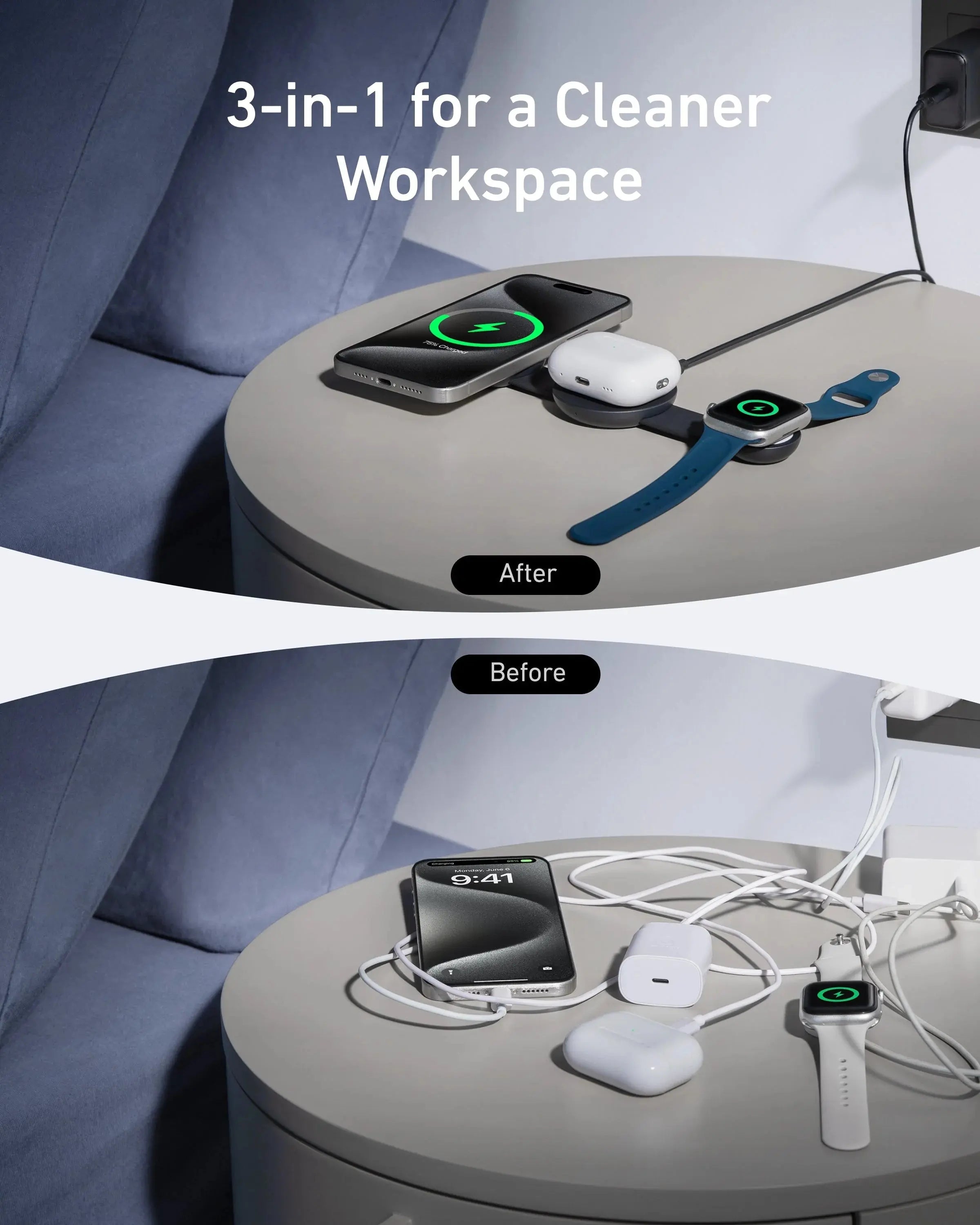 Anker MagGo 3-in-1 Foldable Wireless Charging Pad 15W Qi2 B25M8H11 Black – Doha Qatar