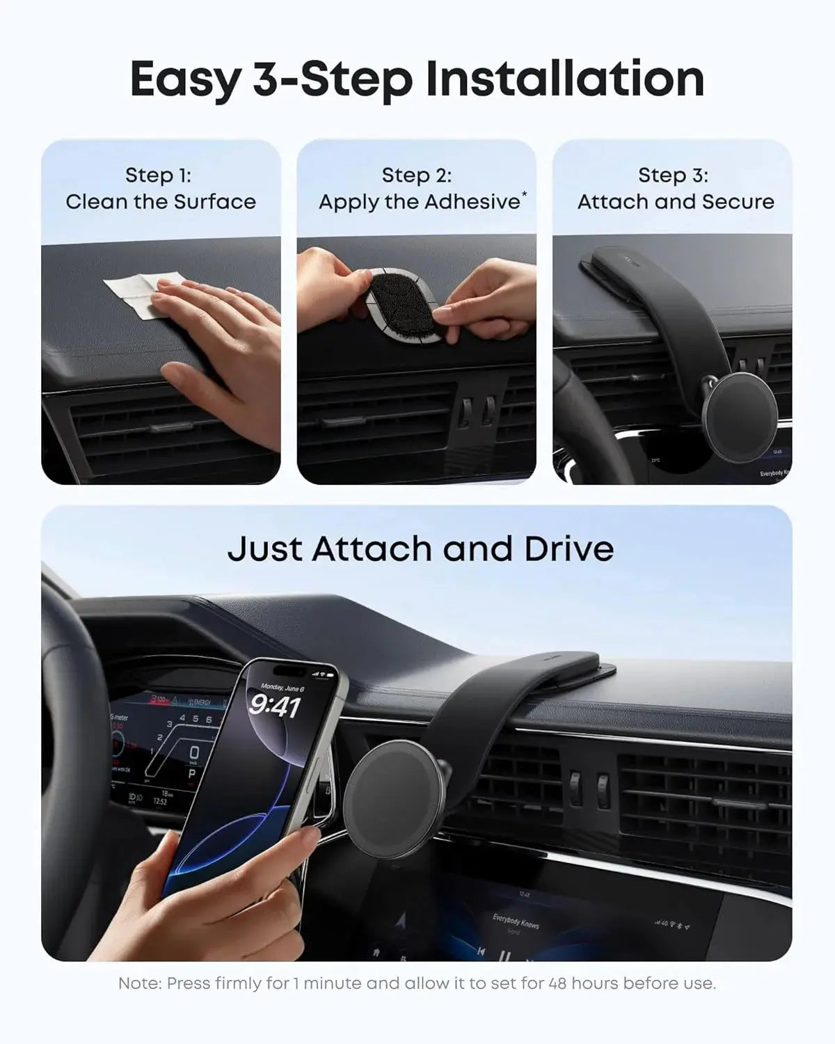 Anker MagGo Magnetic Car Mount A9110H11 Black Strong Magnet Adjustable Angle Doha Qatar