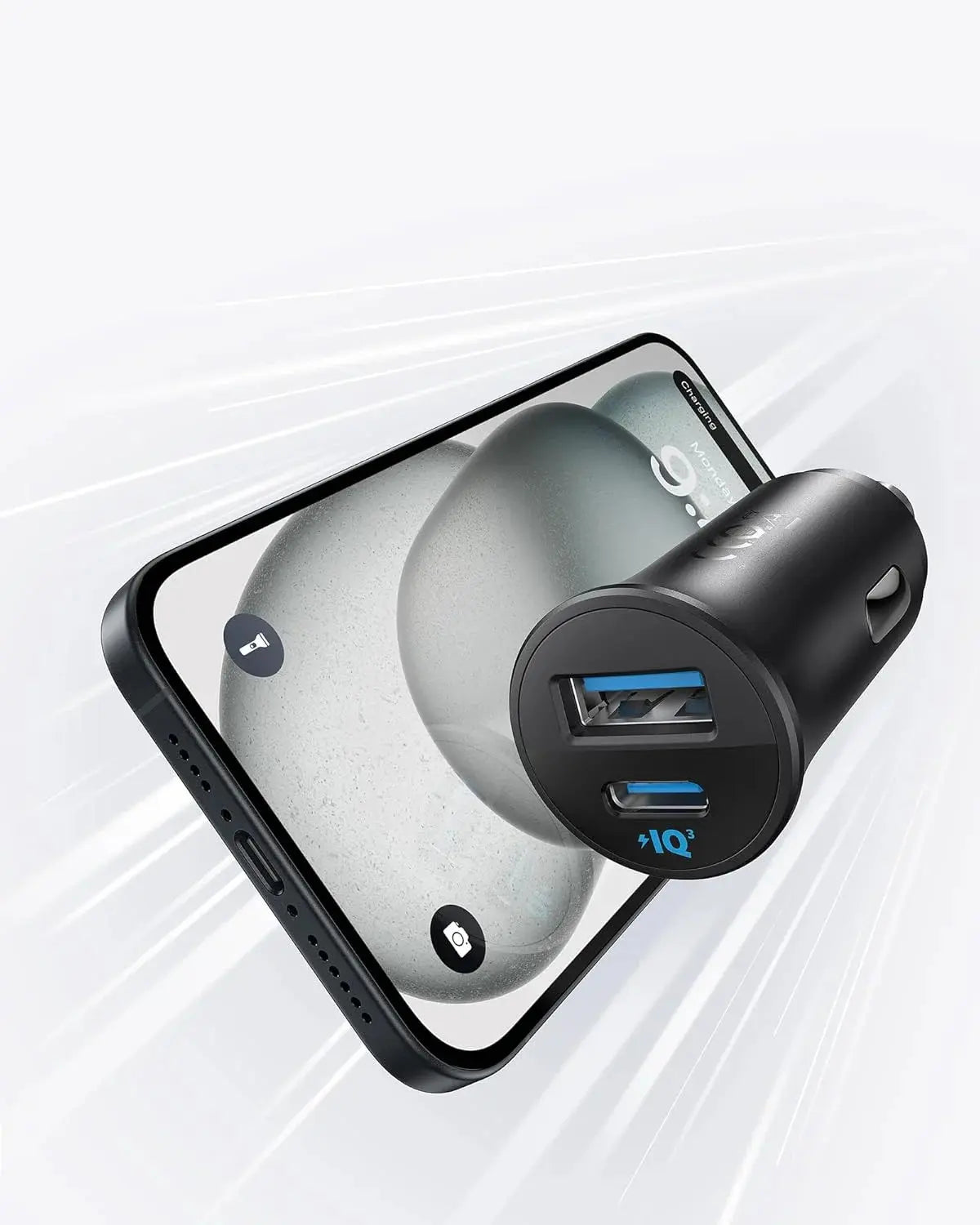 Anker PowerDrive Dual Port 30W Fast Car Charger A2741H11 Black Doha Qatar