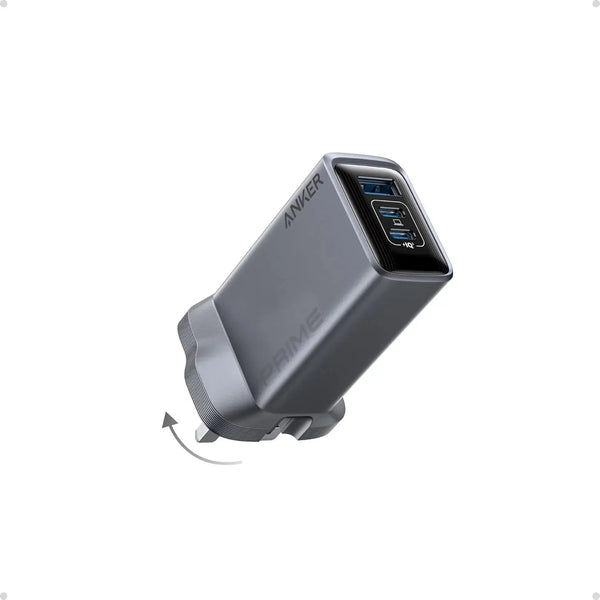 Anker Prime 100W 3-Port GaN Fast Charger USB-C USB-A PD with Foldable UK Plug Black in Doha Qatar