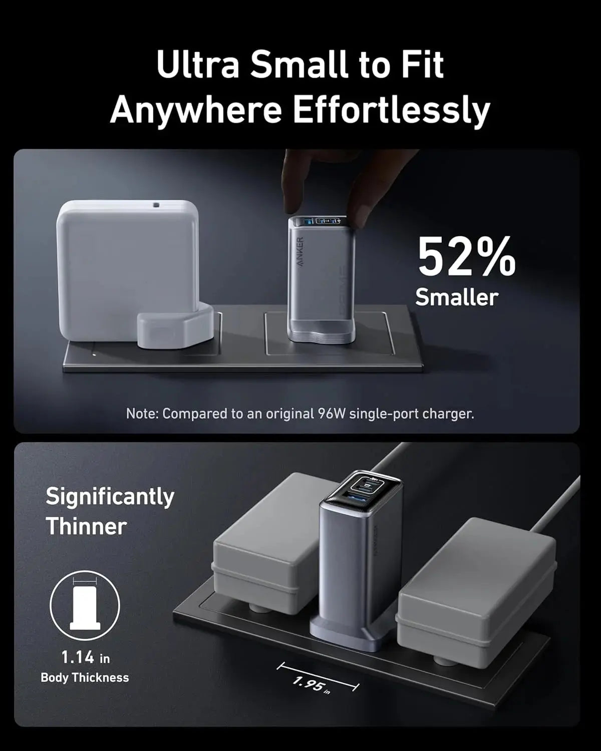 Anker Prime 100W 3-Port GaN Fast Charger USB-C USB-A PD with Foldable UK Plug Black in Doha Qatar