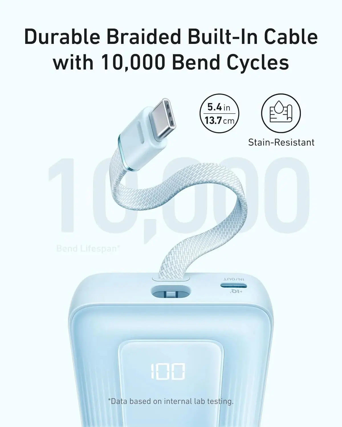 Anker Zolo 10000mAh 30W Power Bank with Built-In USB-C Cable | Fast Portable Charger – Black Anker 