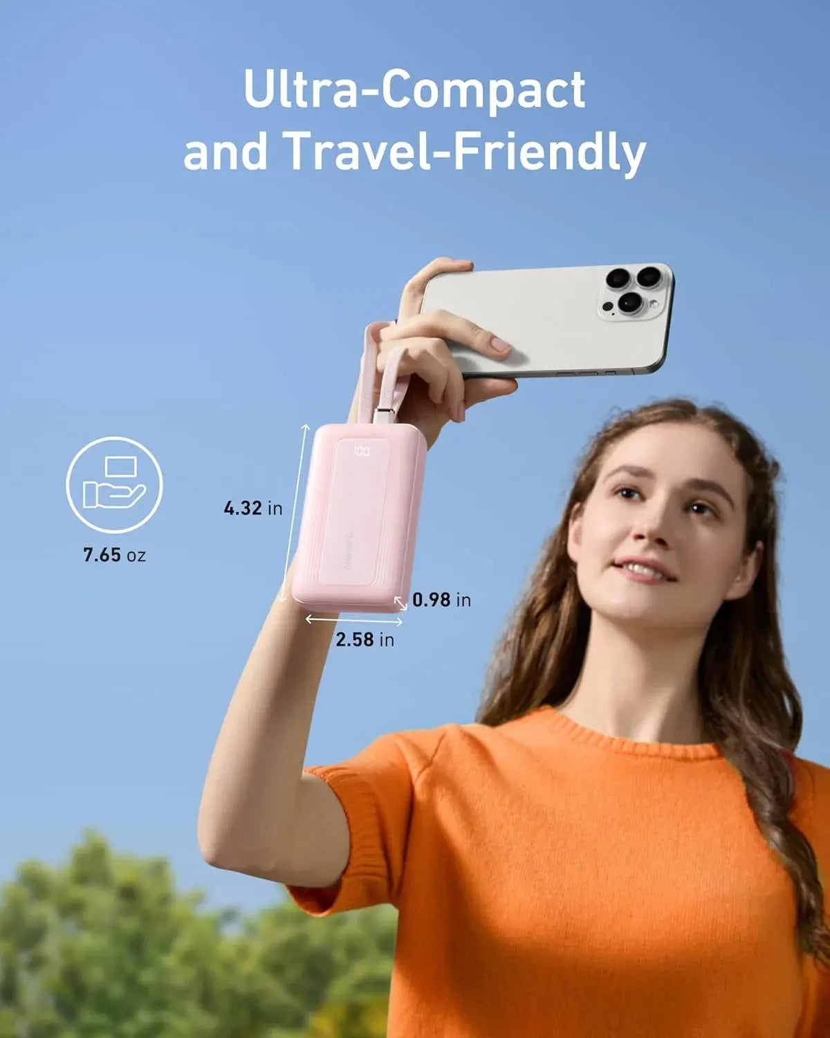 Anker Zolo 10000mAh Power Bank 30W Built-In Cables White Doha Qatar