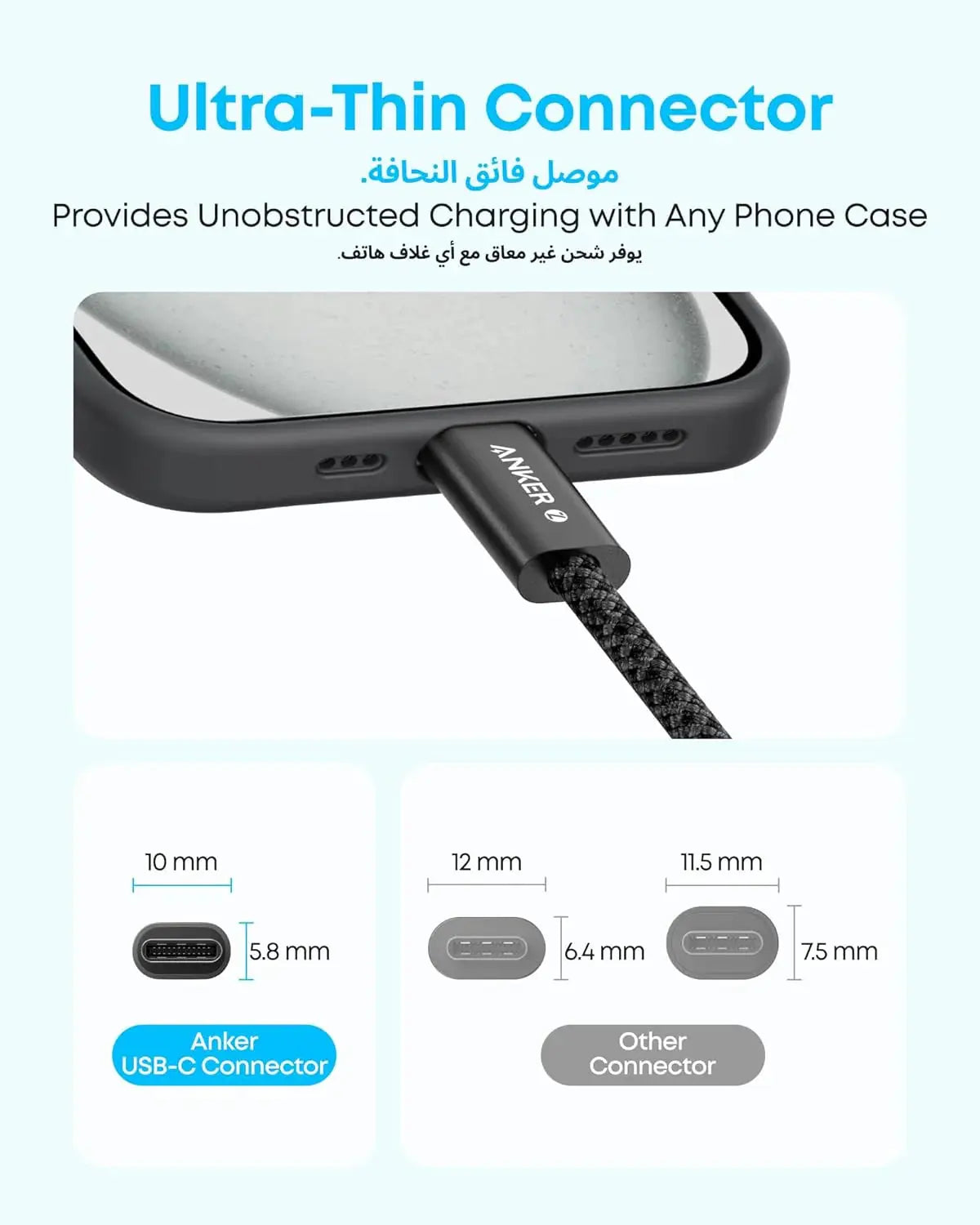 Anker Zolo USB-C to USB-C 240W Braided Fast Charging Cable 1m Black Doha Qatar