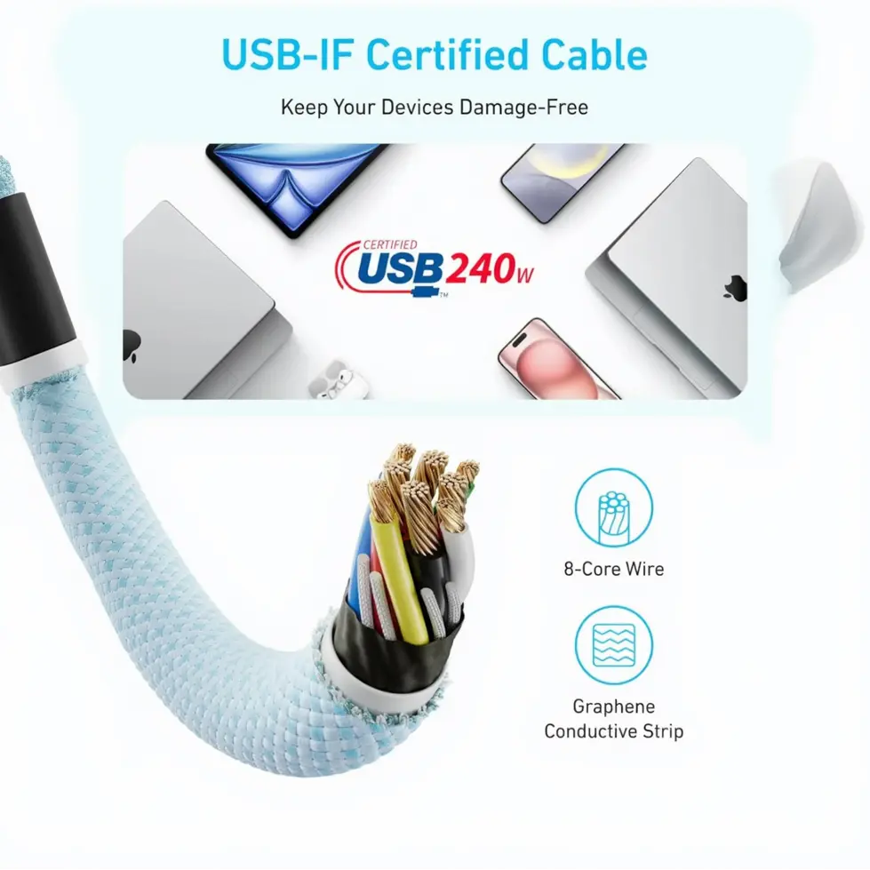Anker Zolo 240W USB-C Cable | Scrollcart Qatar