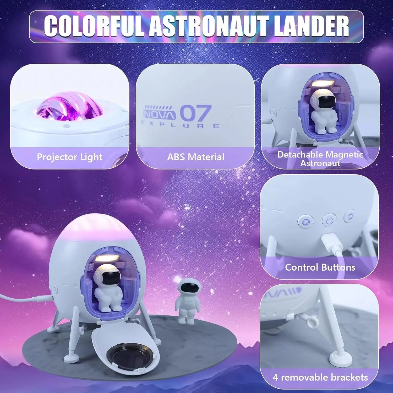 Astronaut Galaxy Star Projector Night Light with Speaker & Remote Scrollcart Qatar 