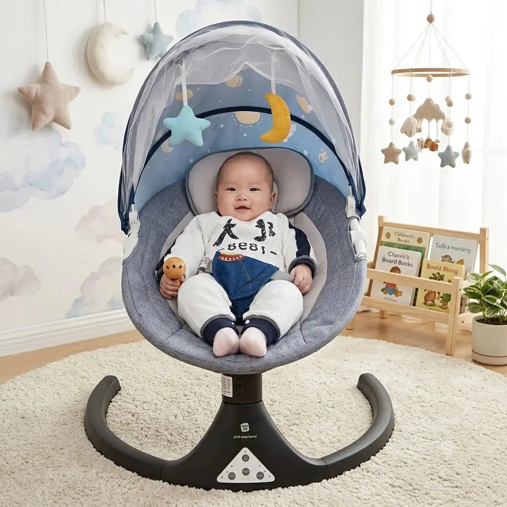 Baby Electric Rocking Bed 3-in-1 Multi-Functional Bassinet Swing with Bluetooth Music & Timer Scrollcart Qatar 