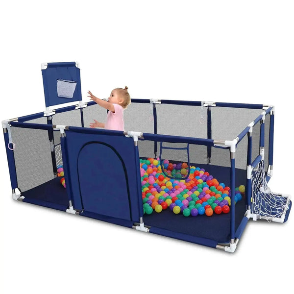 Baby Playpen Large Toddler Playard With Basketball And Football Net Qstar 