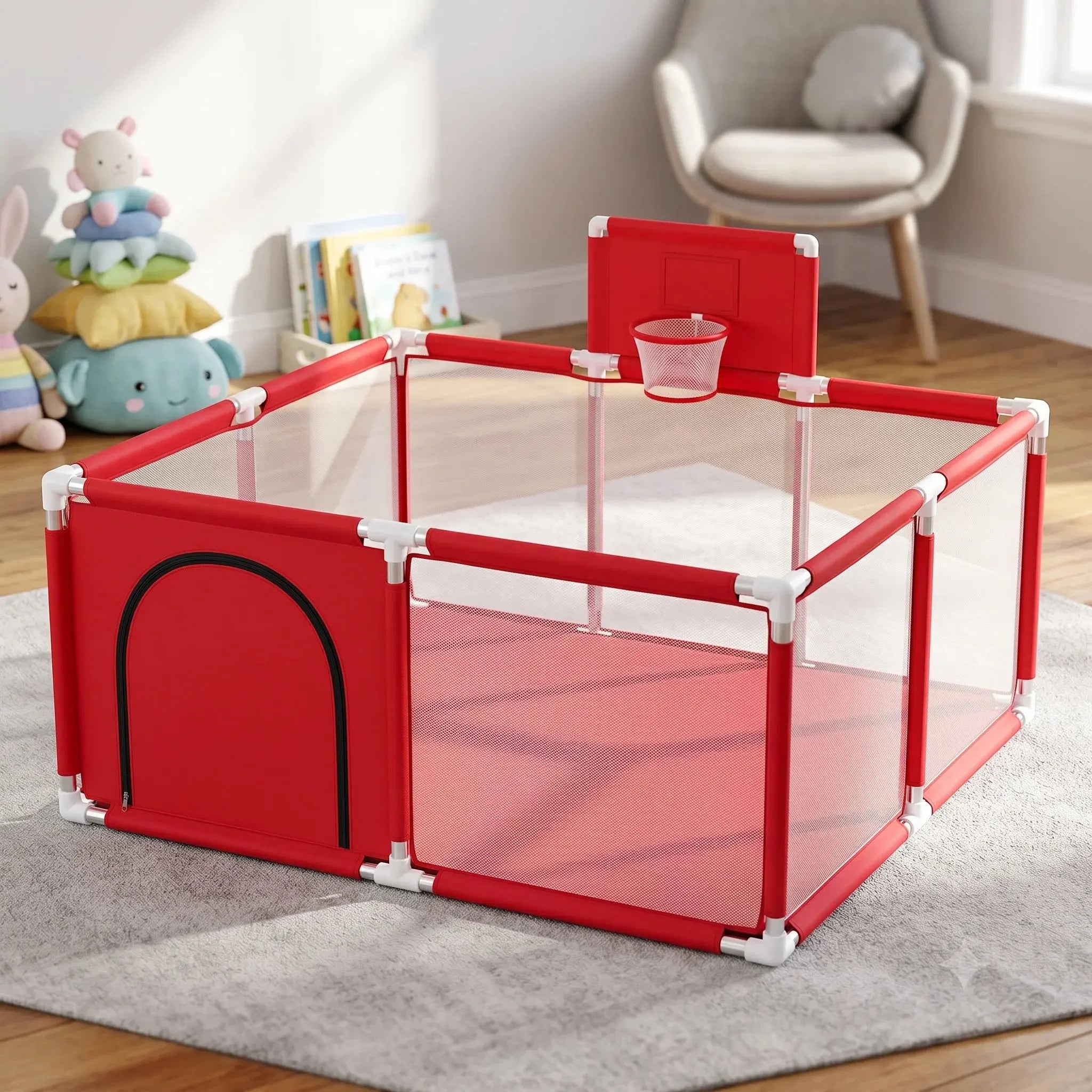 Baby Playpen 128x128cm with Basketball Hoop for Kids Qatar