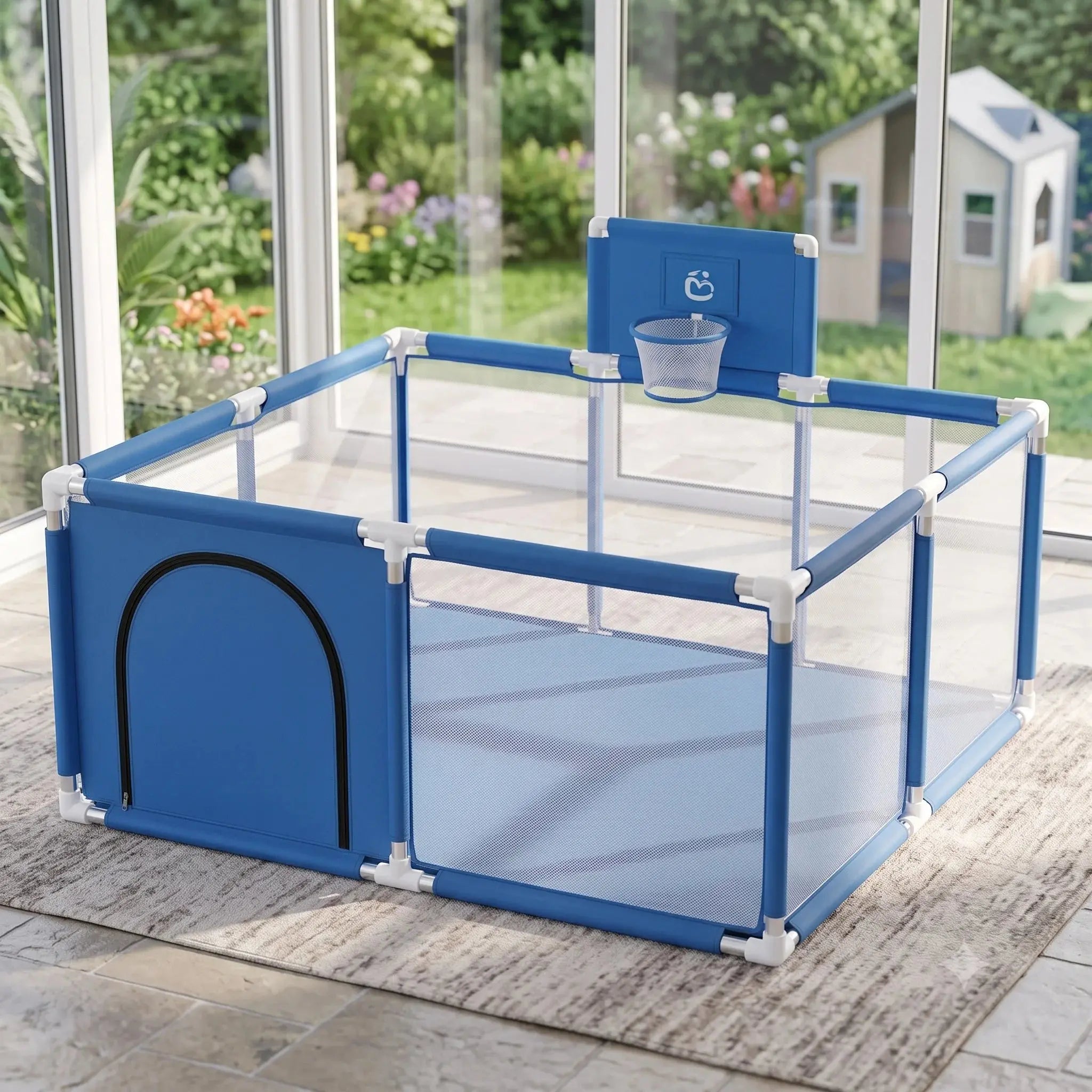 Baby Playpen 128x128cm with Basketball Hoop for Kids Qatar