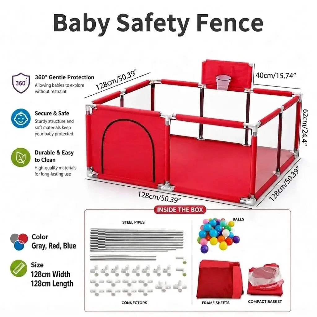 Baby Playpen 128x128cm with Basketball Hoop for Kids Qatar