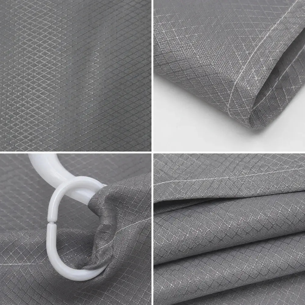 Bathroom Shower Curtain -Waterproof Textured Fabric with Hanging Rings Scrollcart Qatar 