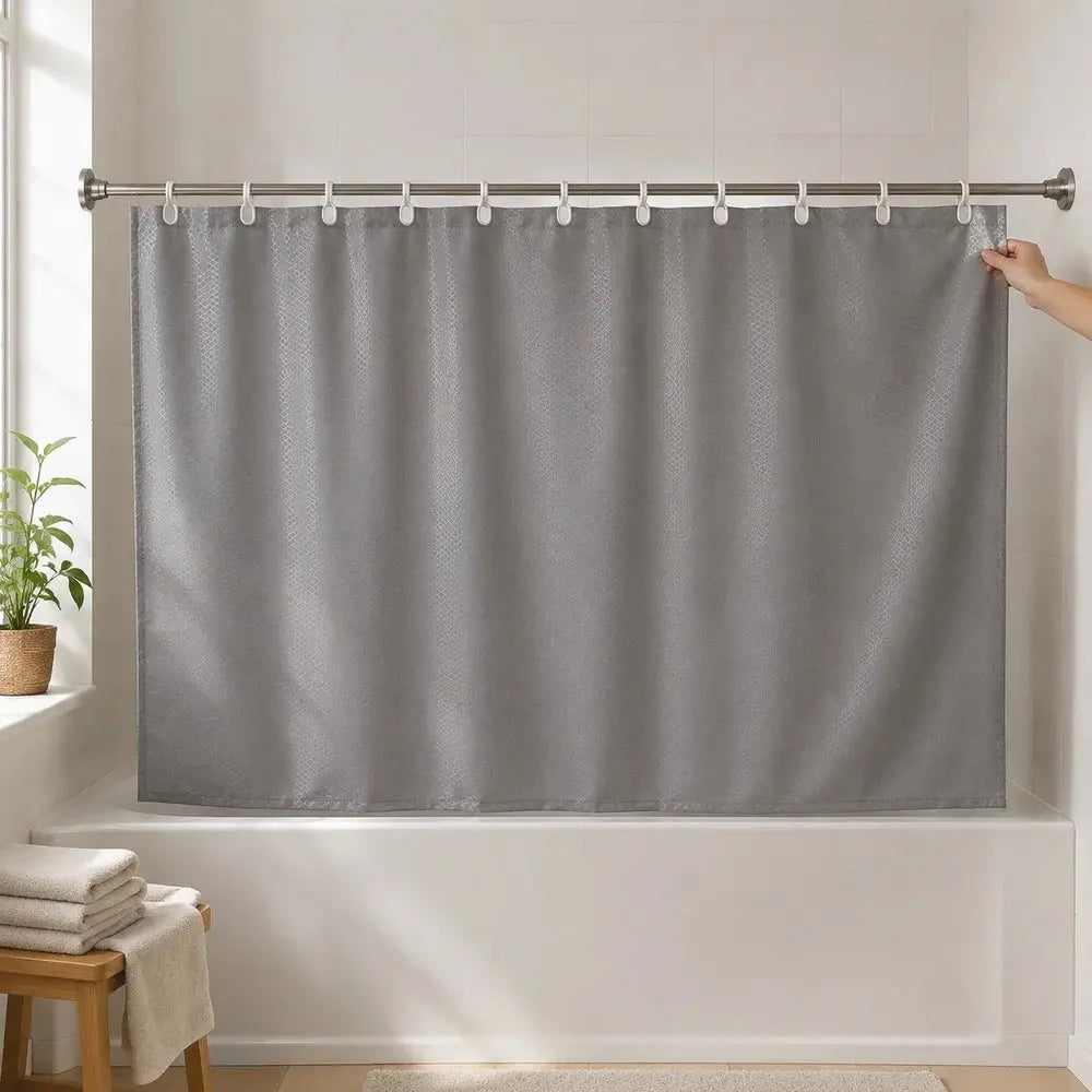 Bathroom Shower Curtain -Waterproof Textured Fabric with Hanging Rings Scrollcart Qatar 