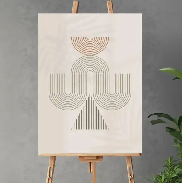 Beige Geometric Meditation Boho Art – Ready to Hang Modern Canvas Scrollcart Qatar 