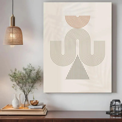 Beige Geometric Meditation Boho Art – Ready to Hang Modern Canvas Scrollcart Qatar 