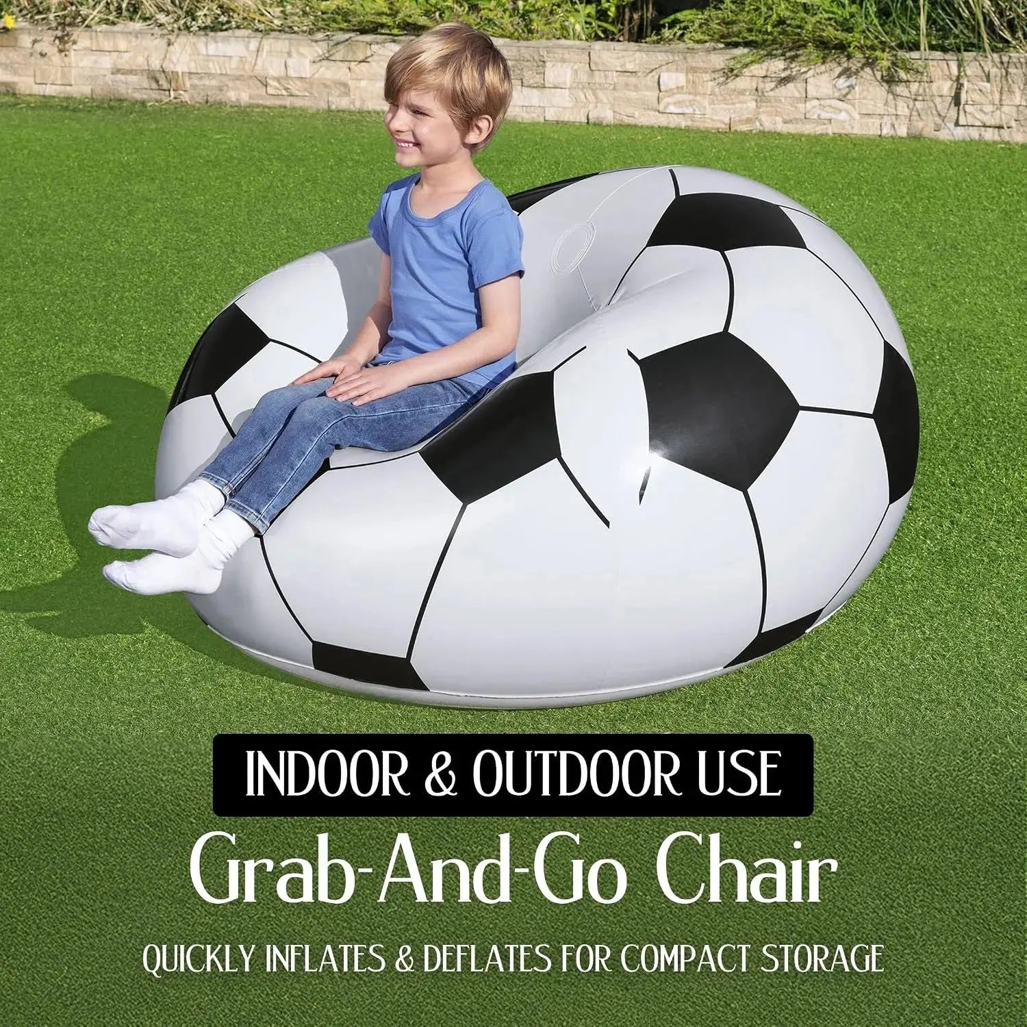 Bestway Inflatable Soccer Ball Chair – White & Black Scrollcart Qatar 