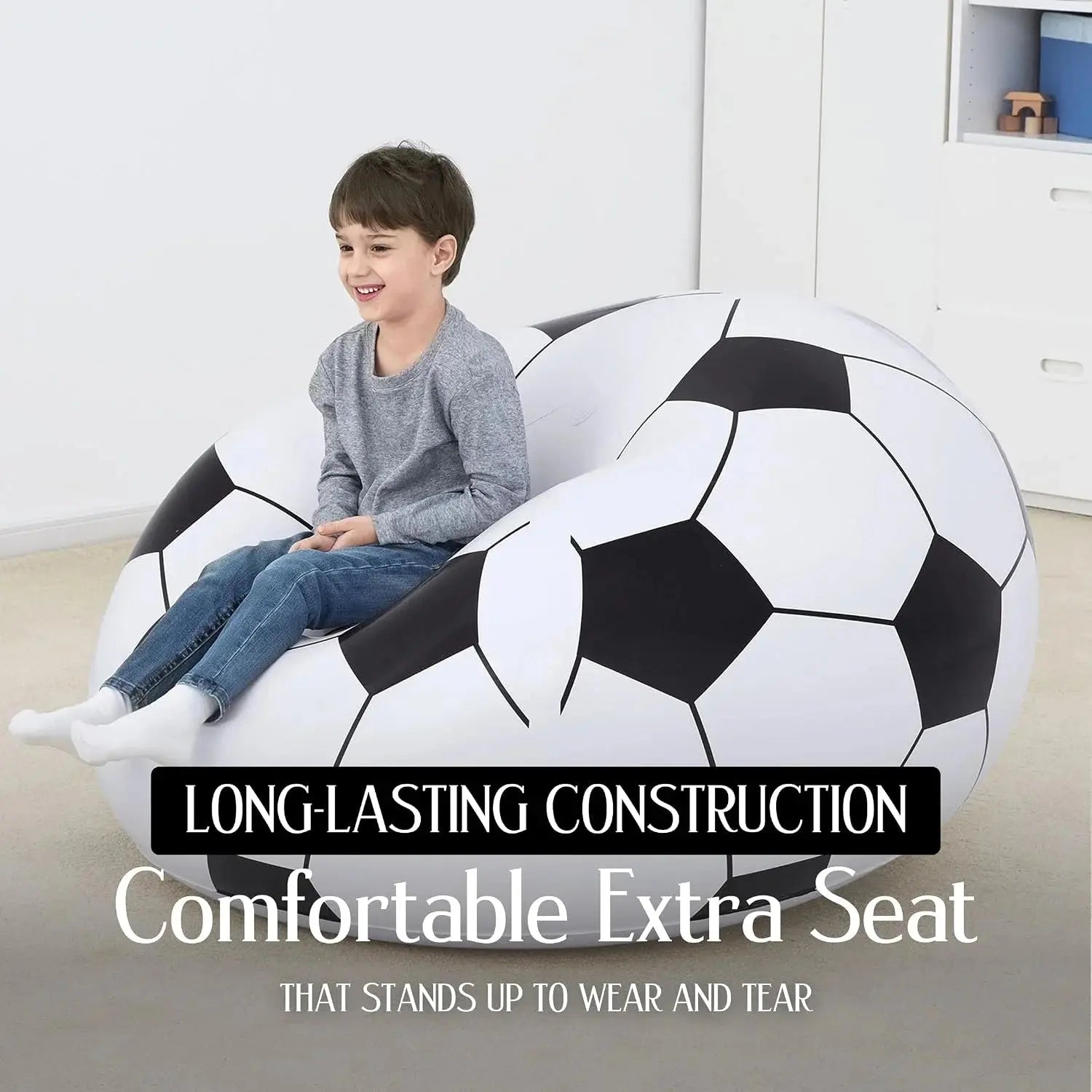 Bestway Inflatable Soccer Ball Chair – White & Black Scrollcart Qatar 