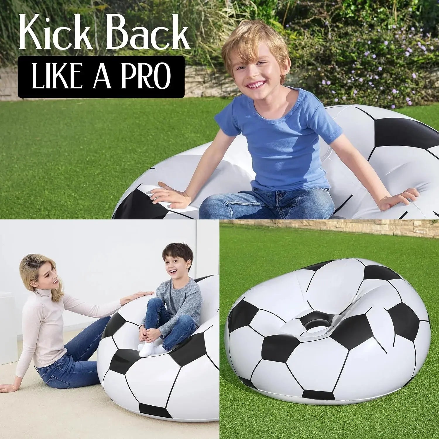 Bestway Inflatable Soccer Ball Chair – White & Black Scrollcart Qatar 