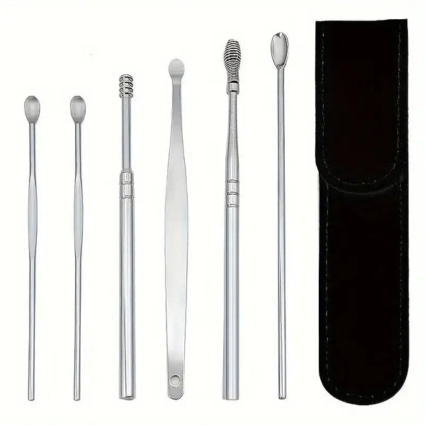 Buy 6pcs Stainless Steel Ear Wax Removal Tool Set Qatar