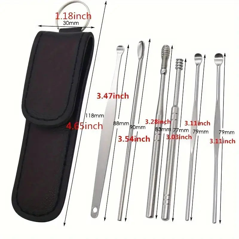 Buy 6pcs Stainless Steel Ear Wax Removal Tool Set Qatar