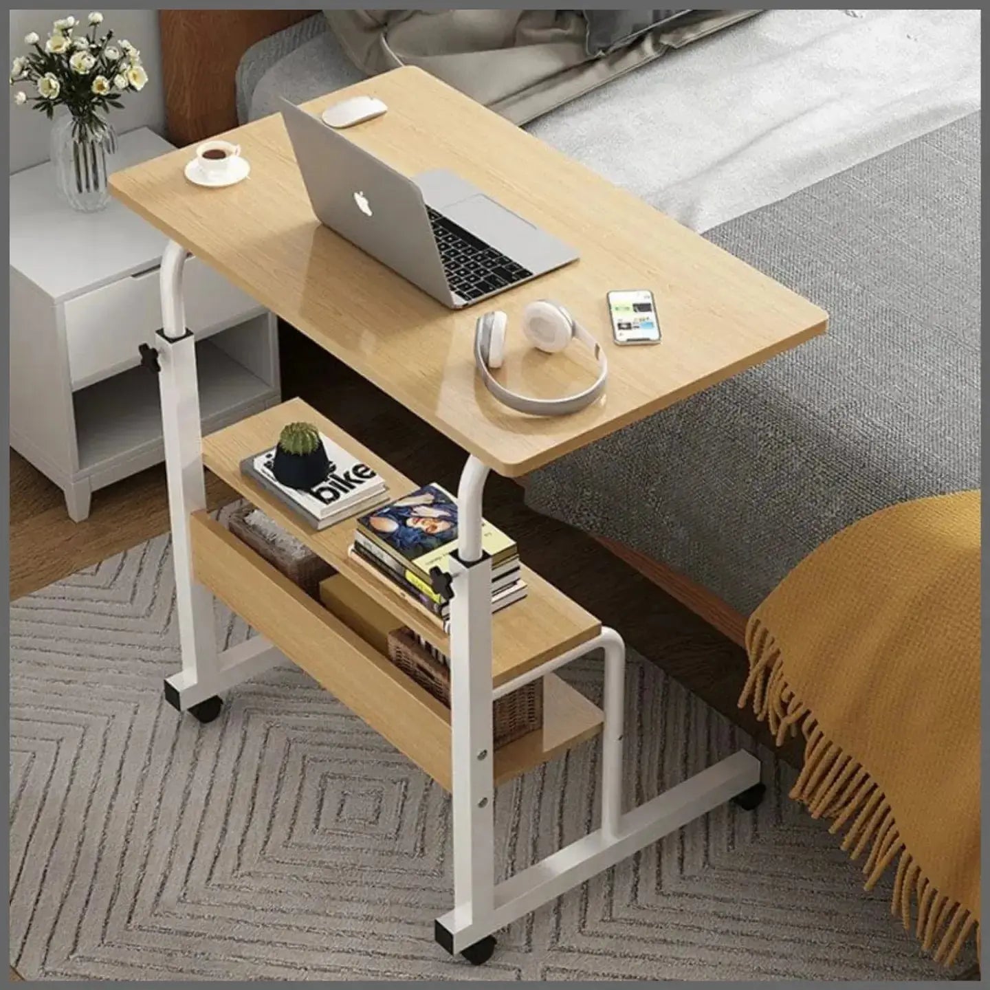 Buy Bedside Laptop Desk with Storage Shelves in Qatar!