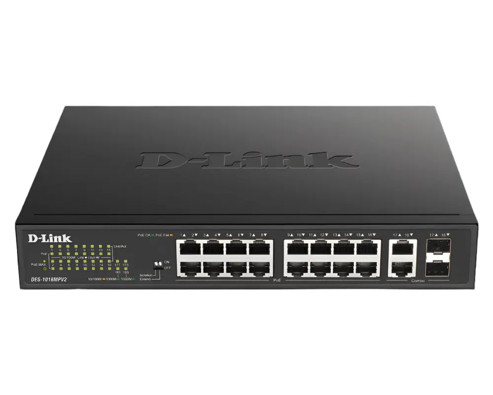 Buy D-Link 16-Port PoE+ Switch | 130W Power Budget | QoS