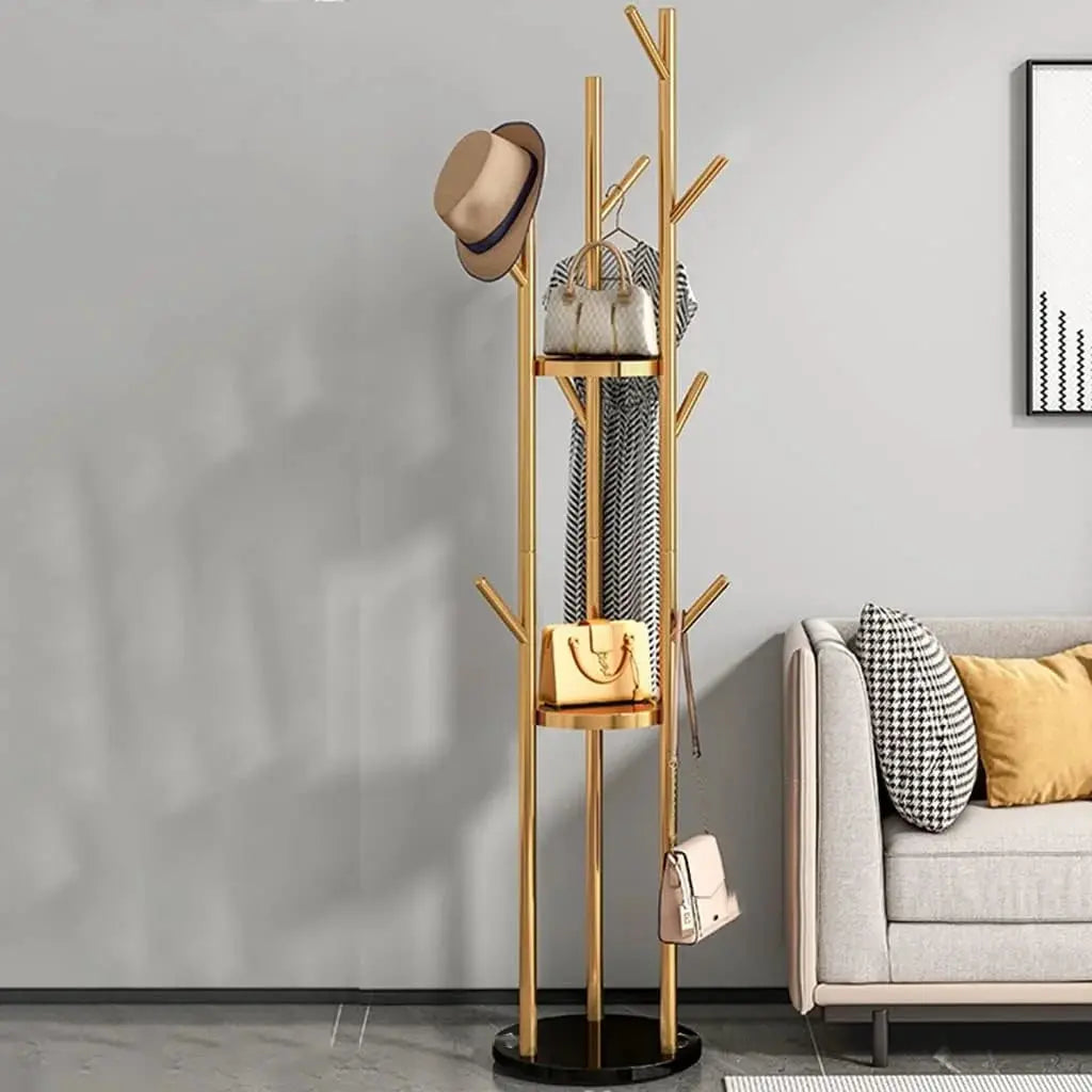 Buy Golden Metal Coat Rack Stand with Marble Base Qatar