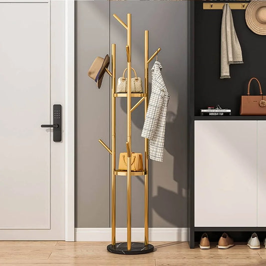 Buy Golden Metal Coat Rack Stand with Marble Base Qatar