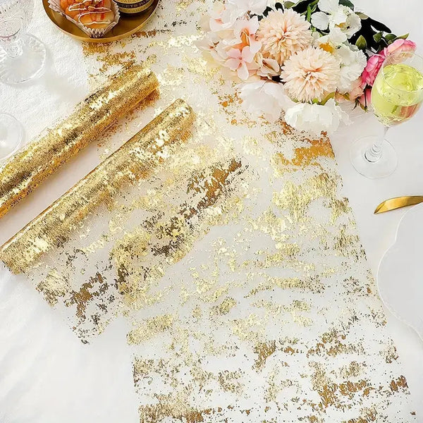 Buy Linen Table Runner with Golden Foil Price in Qatar