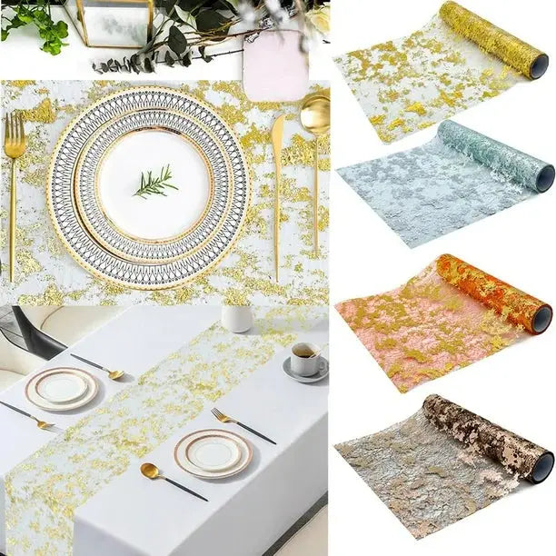 Buy Linen Table Runner with Golden Foil Price in Qatar