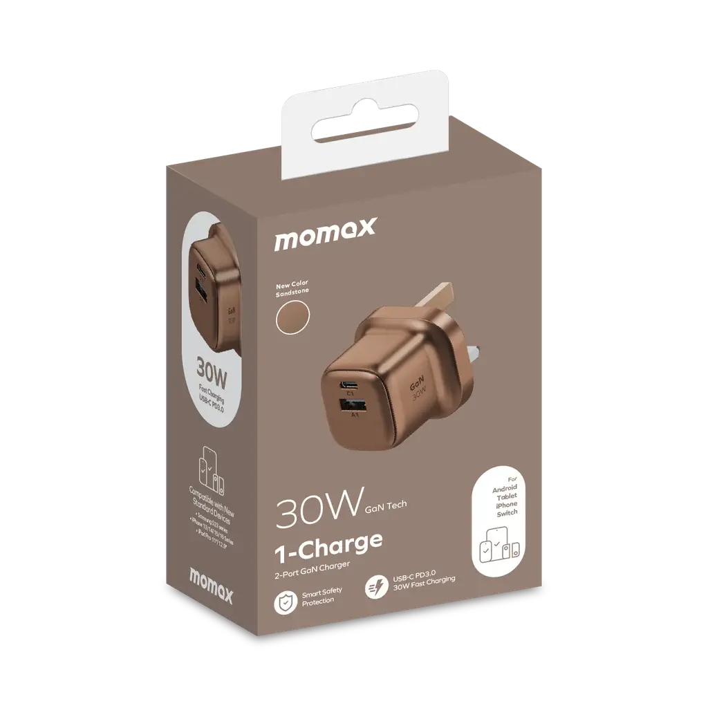 Buy MOMAX 1-Charge GaN 30W 2-Port Charger in Qatar | fast charging
