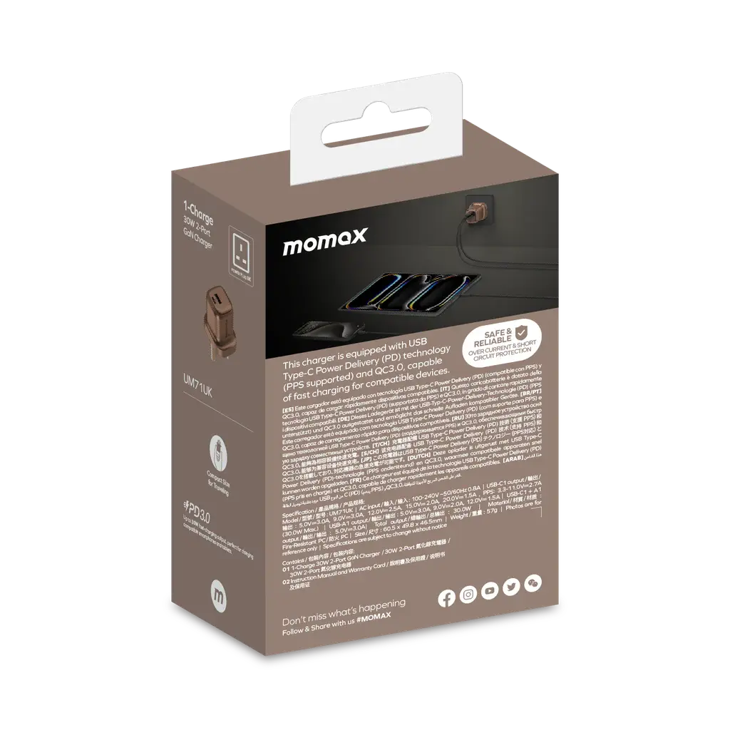 Buy MOMAX 1-Charge GaN 30W 2-Port Charger in Qatar | fast charging